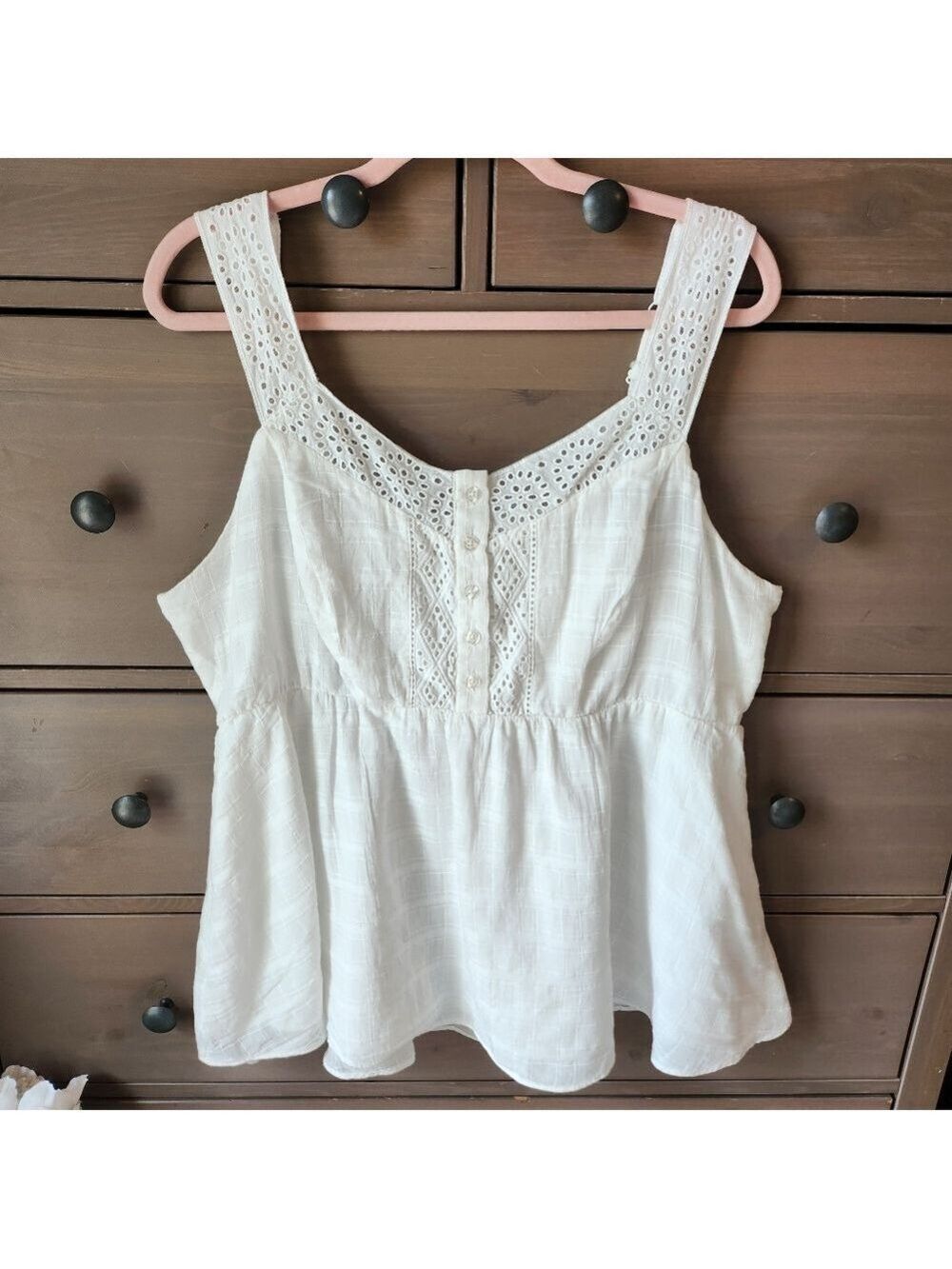 White Eyelet Sleeveless Peplum Top By Torrid